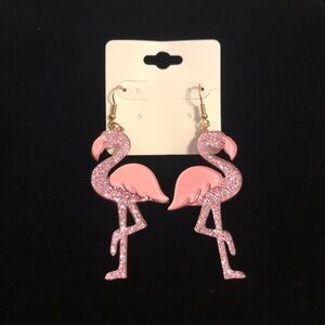 Sparkly Pink Flamingo Earrings